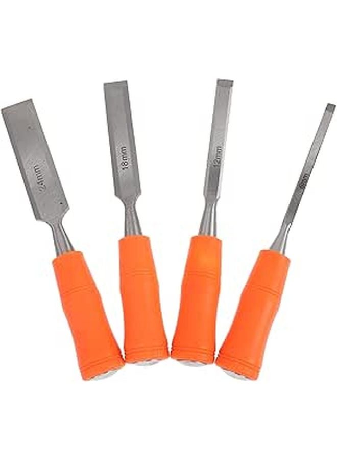 Wood Chisels Set 6 24mm High Carbon Steel Blades Plastic Handles Carving Tools - Image 1
