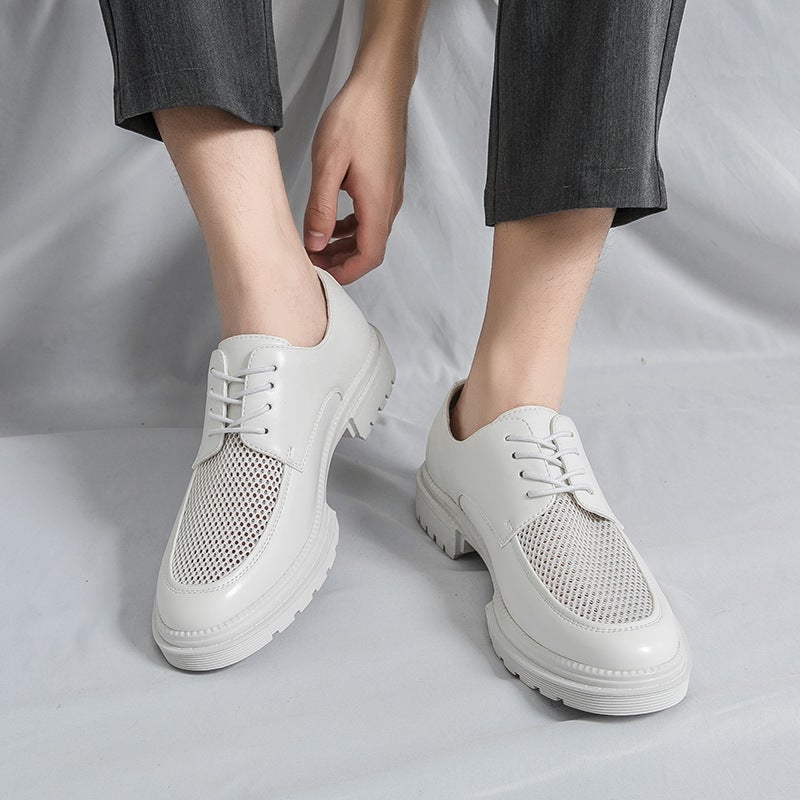 Men'S Shoes Casual Leather Shoes Fashion Plus Size Breathable Hollow Leather Shoes Fashion Business Leather Shoes - Image 4