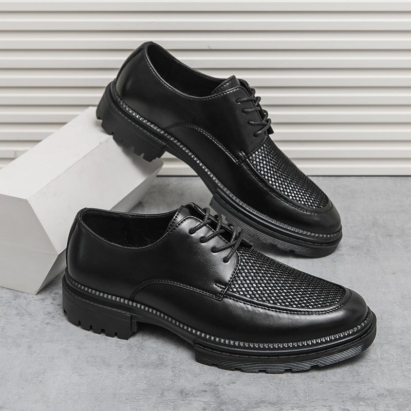Men'S Shoes Casual Leather Shoes Fashion Plus Size Breathable Hollow Leather Shoes Fashion Business Leather Shoes - Image 3