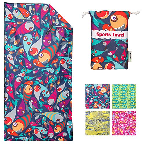 4Monster Microfiber Beach Towel Quick Dry,Super Absorbent Lightweight Travel Towel for Swimmers, Sand Free Camping Towel, Beach Towels for Pool,Swim,Water Sports,Yoga - Image 1