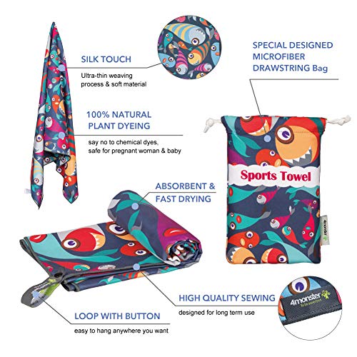 4Monster Microfiber Beach Towel Quick Dry,Super Absorbent Lightweight Travel Towel for Swimmers, Sand Free Camping Towel, Beach Towels for Pool,Swim,Water Sports,Yoga - Image 3