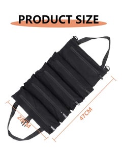 Beauenty Super Roll Tool Roll,Multi-Purpose Roll Up Tool Bag, Wrench Roll,Canvas Tool Organizer Bucket,Car First Aid Kit Wrap Roll Storage Case,Hanging Tool Zipper Carrier Tote,Car Camping Gear  - Image 5