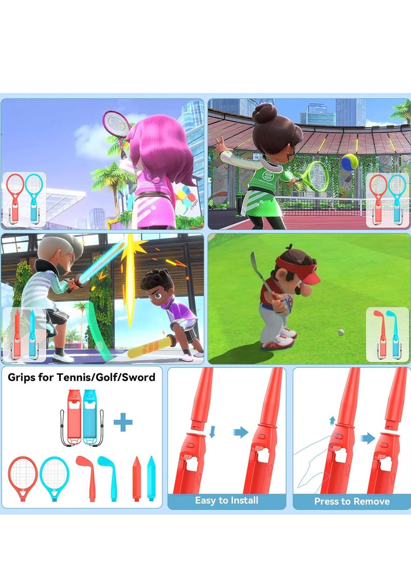 Motim 18 in 1 Switch Sports Game Accessories Bundle for Nintendo Switch, Family Games Accessories Kit, Included: Tennis Rackets+Sword Grips+Golf Clubs+Wrist Dance Bands and Leg Strap - Image 3