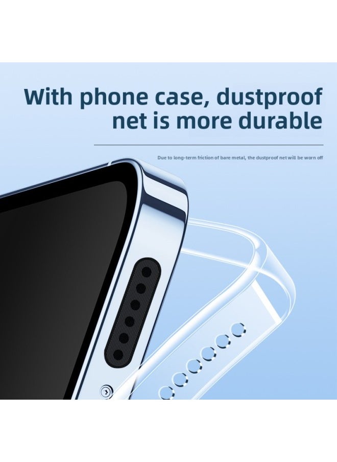 ماركة غير محددة - ملصق مضاد للغبار لمكبر صوت هاتف Iphone16promax لهاتف Iphone15، مكبر صوت شبكي مقاوم للغبار، اللون: [أسود] 5 أنماط قصيرة + 5 أنماط طويلة (تتضمن الأدوات) - Image 1