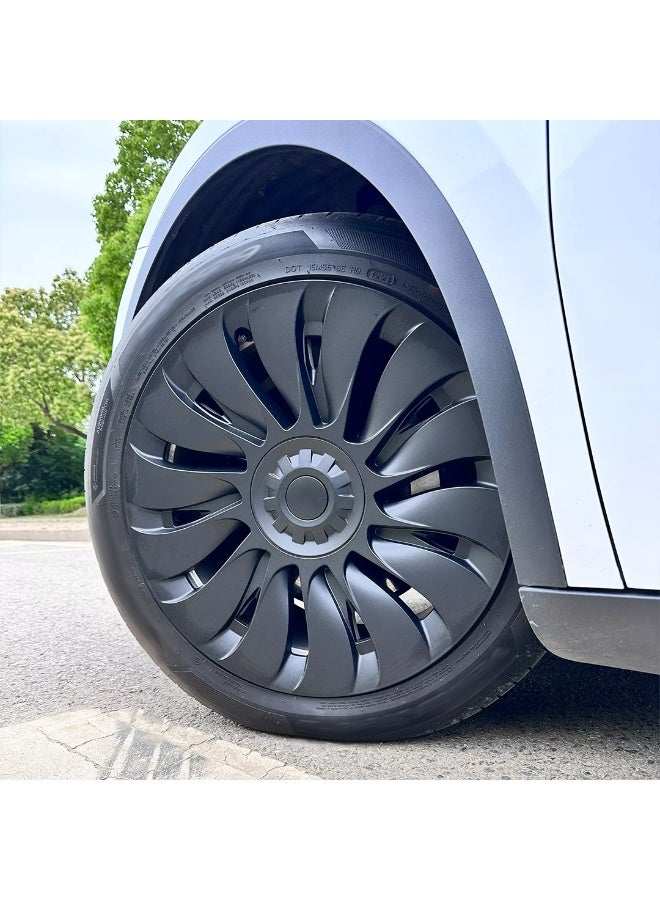 HPS Tesla Model Y 19-Inch Wheel Covers – Storm Symmetrical A-Style | Set of 4 ABS Hubcaps for Gemini Wheels  - Image 3