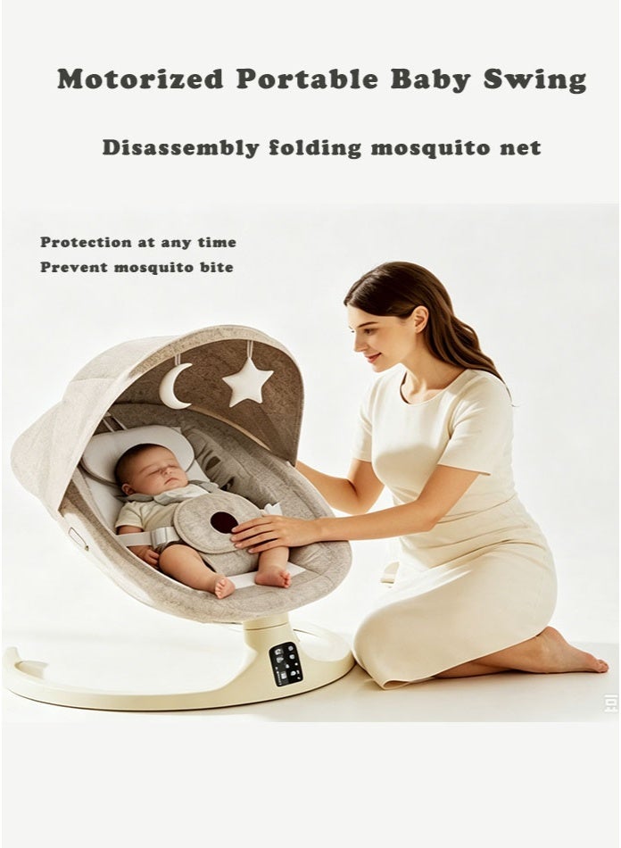 POPYPAPA 3 in 1 Electric Baby Swing, Smart Baby Rocker & Bouncer with App & Remote Control, 5 Speeds, 180° Recline, Bluetooth Music, Motion Sensor, Extra-Wide Seat for Newborns - Image 2