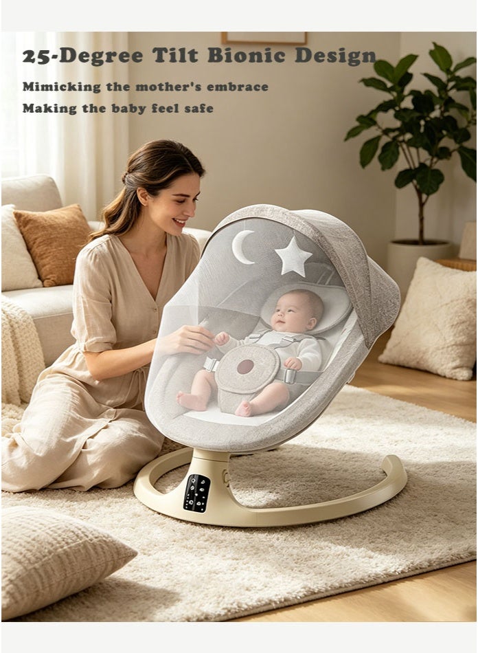 POPYPAPA 3 in 1 Electric Baby Swing, Smart Baby Rocker & Bouncer with App & Remote Control, 5 Speeds, 180° Recline, Bluetooth Music, Motion Sensor, Extra-Wide Seat for Newborns - Image 3