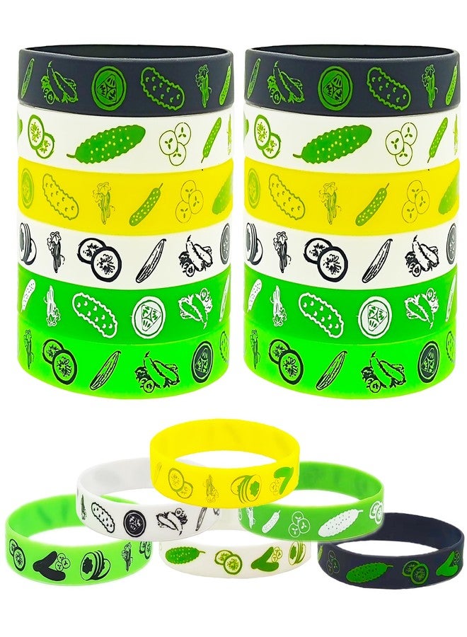 CupaPlay 24PCS Pickle Cucumber Rubber Bracelets - Cute Vegetable Canned pickles Theme Party Supplies Decorations Birthday Baby Shower Silicone Wristbands Party Favors - Image 1