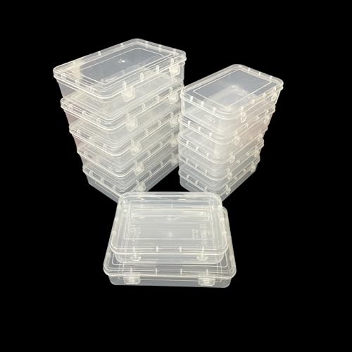 URBAA Plastic Small Storage Boxes Container With Lock Lid, Jewellery Case Organiser(PUREPACK4455-12) (Size No. - 44, 55) (Clear, 16.5 X 11 X 4.5 Cm) (Clear, 19.5 X 13 X 5 Cm) - Set Of 12, Rectangular - Image 2