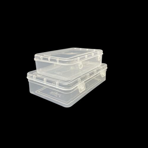 URBAA Plastic Small Storage Boxes Container With Lock Lid, Jewellery Case Organiser(PUREPACK4455-12) (Size No. - 44, 55) (Clear, 16.5 X 11 X 4.5 Cm) (Clear, 19.5 X 13 X 5 Cm) - Set Of 12, Rectangular - Image 5