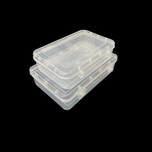 URBAA Plastic Small Storage Boxes Container With Lock Lid, Jewellery Case Organiser(PUREPACK4455-12) (Size No. - 44, 55) (Clear, 16.5 X 11 X 4.5 Cm) (Clear, 19.5 X 13 X 5 Cm) - Set Of 12, Rectangular - Image 3