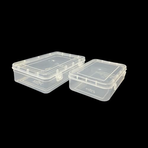 URBAA Plastic Small Storage Boxes Container With Lock Lid, Jewellery Case Organiser(PUREPACK4455-12) (Size No. - 44, 55) (Clear, 16.5 X 11 X 4.5 Cm) (Clear, 19.5 X 13 X 5 Cm) - Set Of 12, Rectangular - Image 4