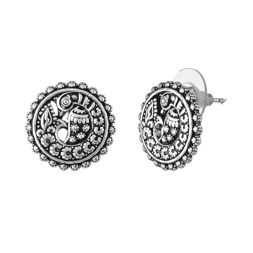 Voylla Morni Krutika Ear Studs, Oxidised, Party, EveryDay Wear, Studs Earrings for Women - Image 1