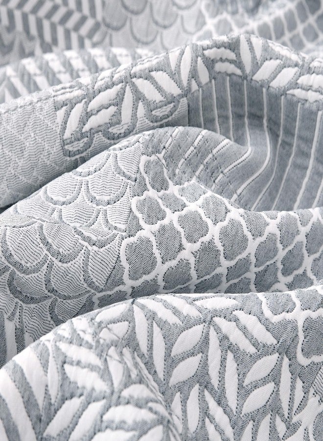 SLEEP ZONE 5 Pcs Daybed Cover Set Boho Patchwork Quilting Cozy All Season Soft Daybed Comforter Bedding Set with Bedskirt, Matching Sham, 75" × 39", Light Gray - Image 4
