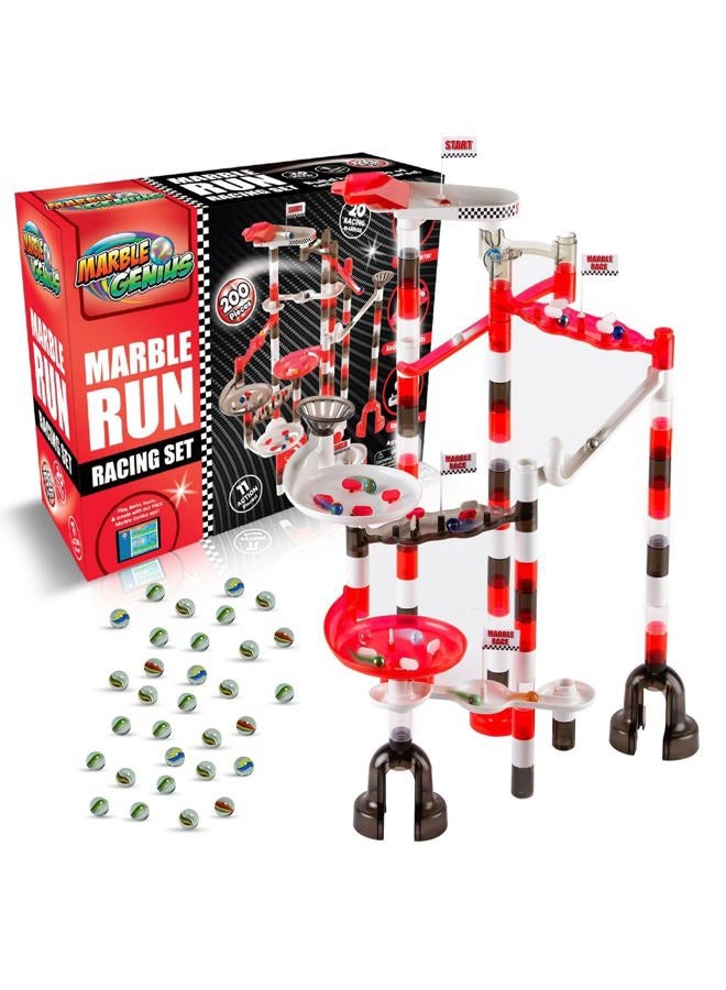 Marble Genius Run Racing Set: 200-Piece Set Toys For Kids, Marbles Maze Tower Building Blocks, Race Track Rolling Game, Educational Learning Stem Toy Gift, - Image 1