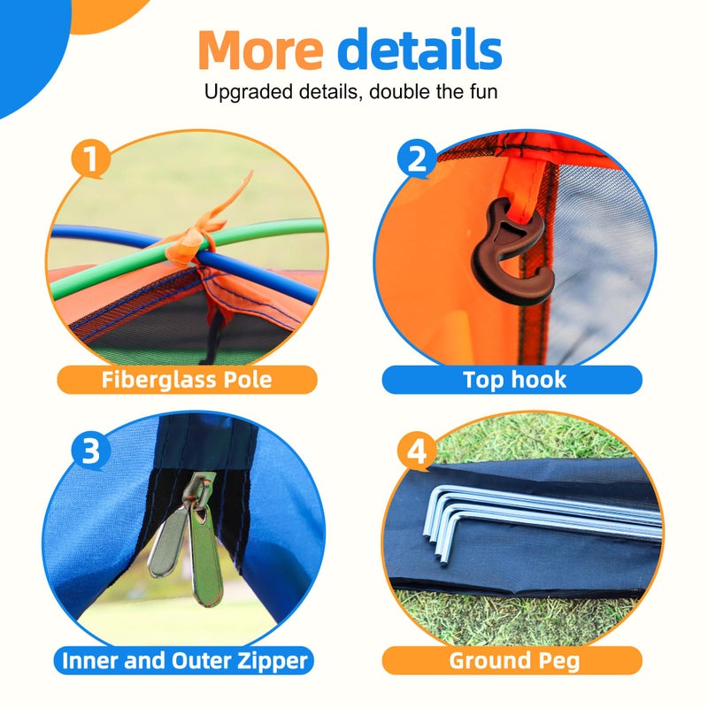 NARMAYÂ® Play Tent Summer Camping Dome Tent for Kids Indoor/Outdoor Fun - 60 x 60 x 44 inch - Image 5
