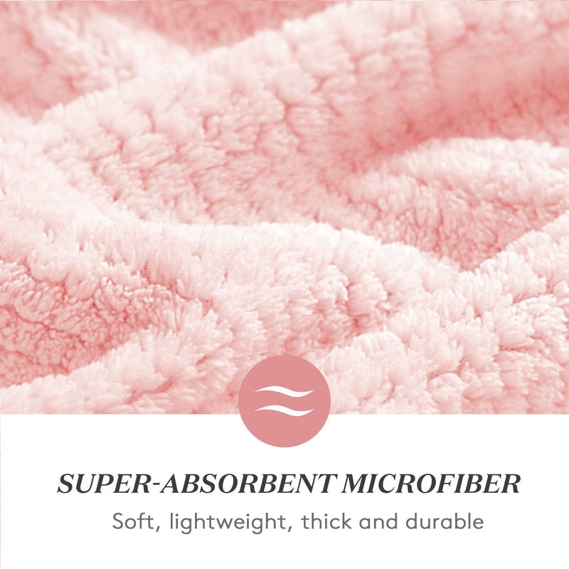 YFONG Large Hair Towel Wrap for Women, Super Absorbent Microfiber Hair Towel for Curly Hair, Fast Drying Hair Turbans with Elastic,Hair Drying Towel Wrap for Hair Care 26.3" X 40" (Pink) - Image 3