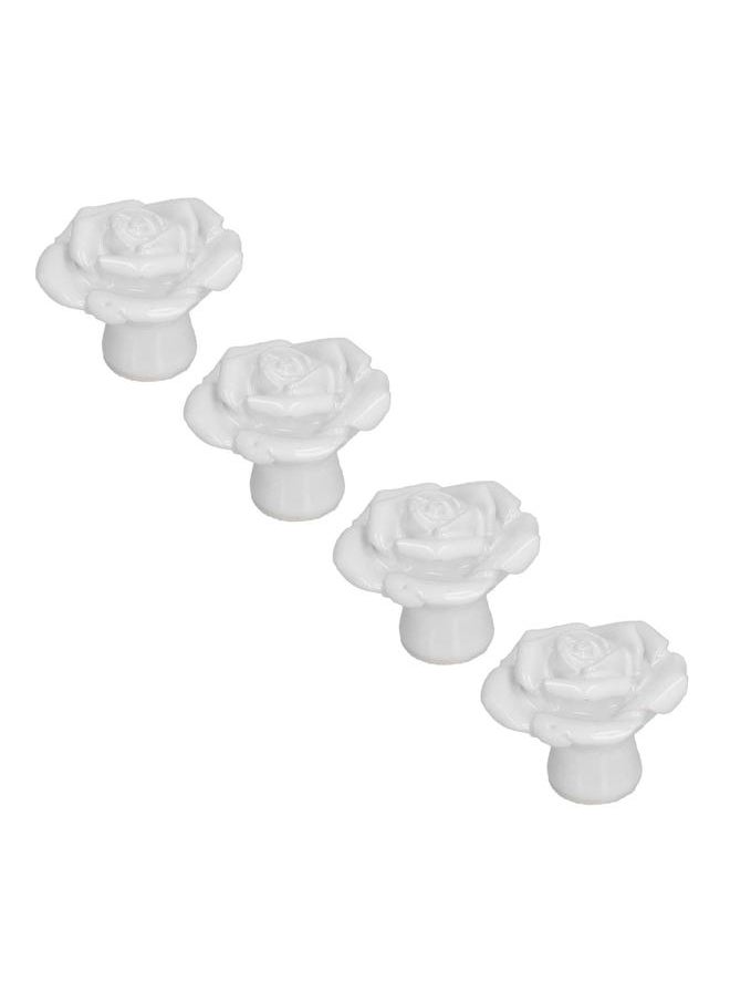 Thoraya 4 Set Rose Shaped Handle Modern Ceramic Cabinet Knob for Home Living Room BedroomWhite  - Image 5