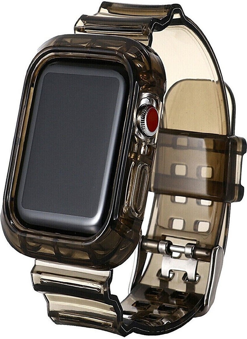 TahTicMer Apple Watch Compatible 44 mm Strap Transparent Silicone 360 Full Frame Protection