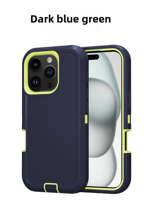 For Iphone 16promax Three-proof Mobile Phone Case Iph16plus Anti-drop Mobile Phone Case Hot Sale-Color:dark Blue Green-Applicable Model:For Iphone16Pro Single Chassis