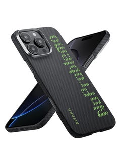 PITAKA PITAKA for iPhone 16 Pro Case Compatible with MagSafe Thin & Light Case iPhone 16 Pro with a Caseless Feel Glow in the Dark 1500D Aramid Fiber Woven Luminous Tactile Woven Case - No Problemo  - Image 1