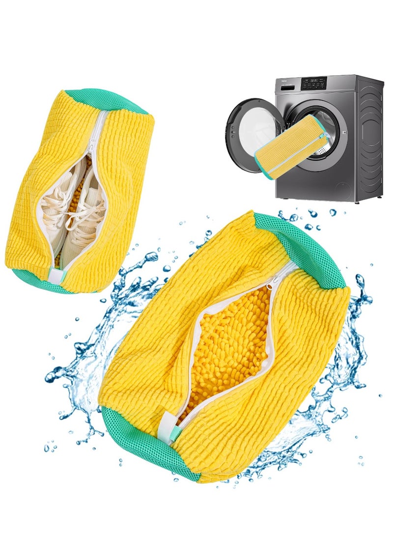 Fanski Shoe Cleaning Bag 2 pcs Shoe Cleaning Bag For Washing Machine, Laundry Bag For Shoes Reusable Shoe Washing Bag for All Shoe Types And Sizes,Yellow 42*19 CM - Image 1