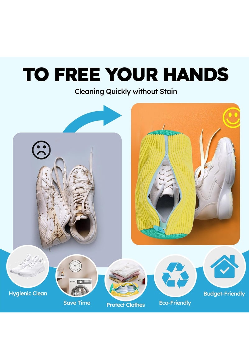 Fanski Shoe Cleaning Bag 2 pcs Shoe Cleaning Bag For Washing Machine, Laundry Bag For Shoes Reusable Shoe Washing Bag for All Shoe Types And Sizes,Yellow 42*19 CM - Image 5