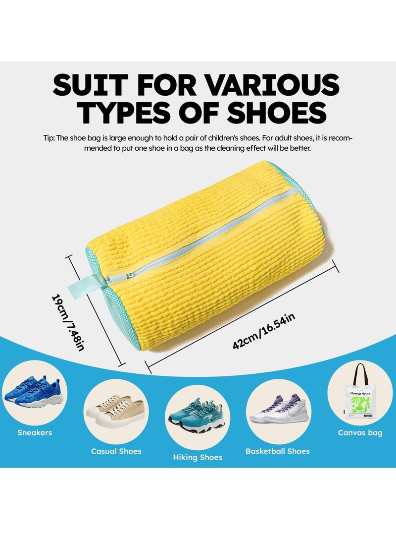 Fanski Shoe Cleaning Bag 2 pcs Shoe Cleaning Bag For Washing Machine, Laundry Bag For Shoes Reusable Shoe Washing Bag for All Shoe Types And Sizes,Yellow 42*19 CM - Image 2