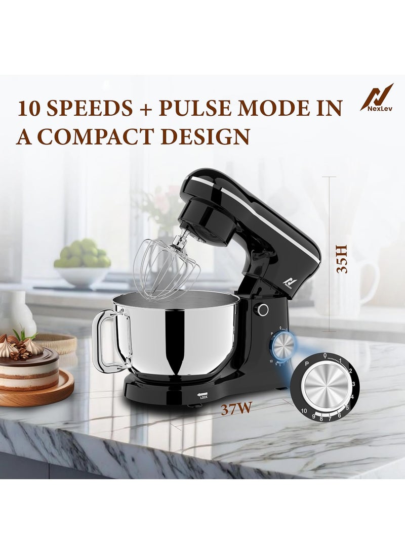 nexlev - NexLev Stand Mixer 1500W 55L SS Bowl 10 Speed Setting Pulse Function Whisk Beater Dough Hook Planetary Rotation Perfect for Roti Cookie Dough Cake Making 100 Copper Motor ST01 - Image 1