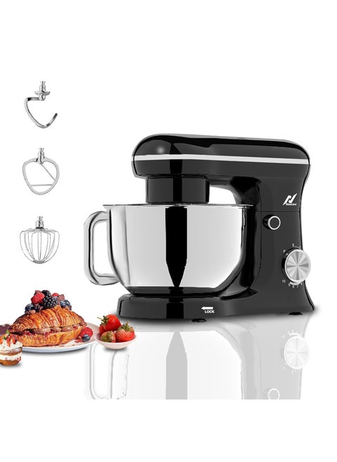 NexLev Stand Mixer 1500W 55L SS Bowl 10 Speed Setting Pulse Function Whisk Beater Dough Hook Planetary Rotation Perfect for Roti Cookie Dough Cake Making 100 Copper Motor ST01
