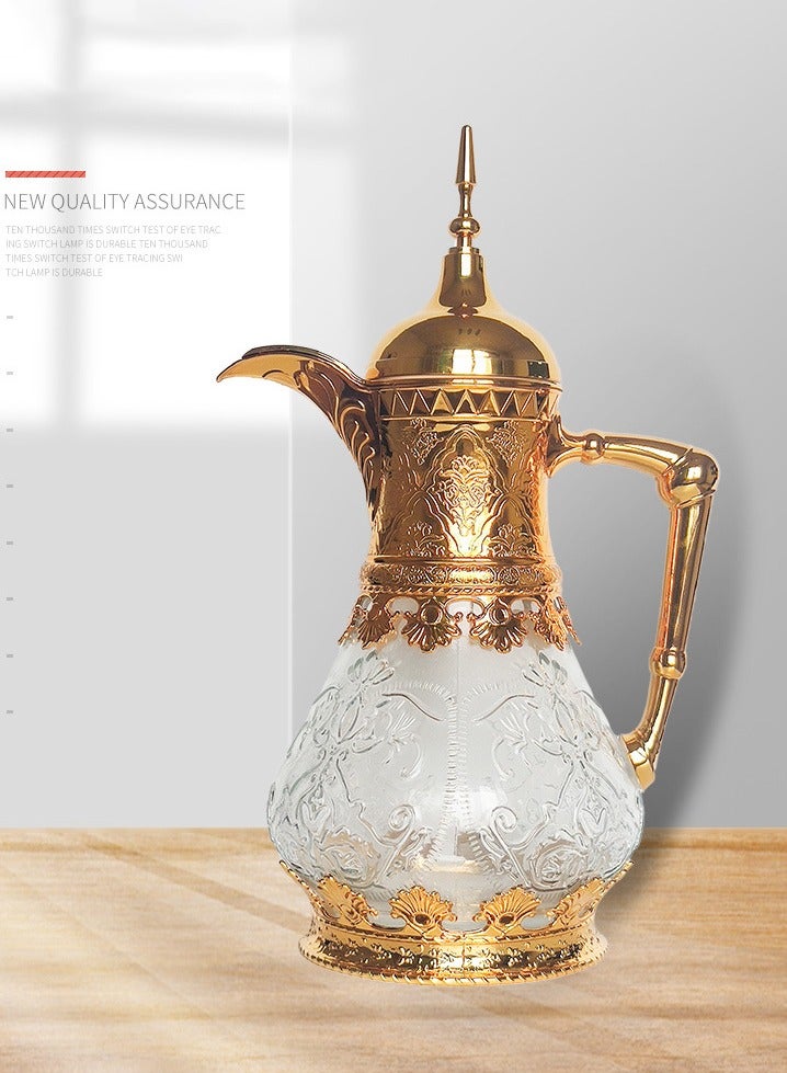 Bukela Glass With Golden Water Pot, Coffee Pot, Chrome Cover Compressor, Size:1600ml - Image 1