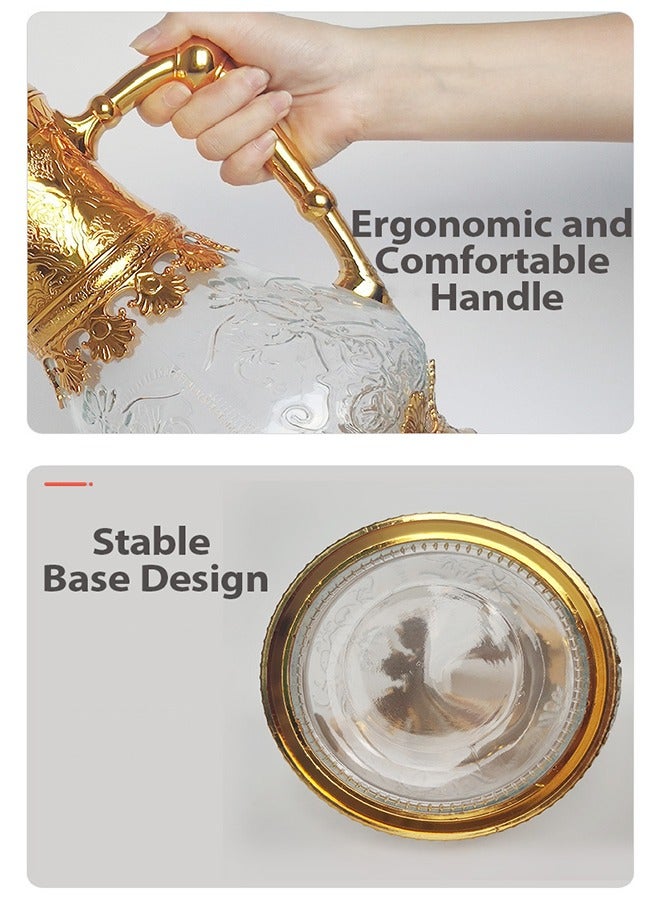 Bukela Glass With Golden Water Pot, Coffee Pot, Chrome Cover Compressor, Size:1600ml - Image 2