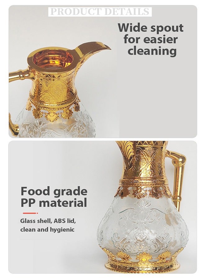 Bukela Glass With Golden Water Pot, Coffee Pot, Chrome Cover Compressor, Size:1600ml - Image 3