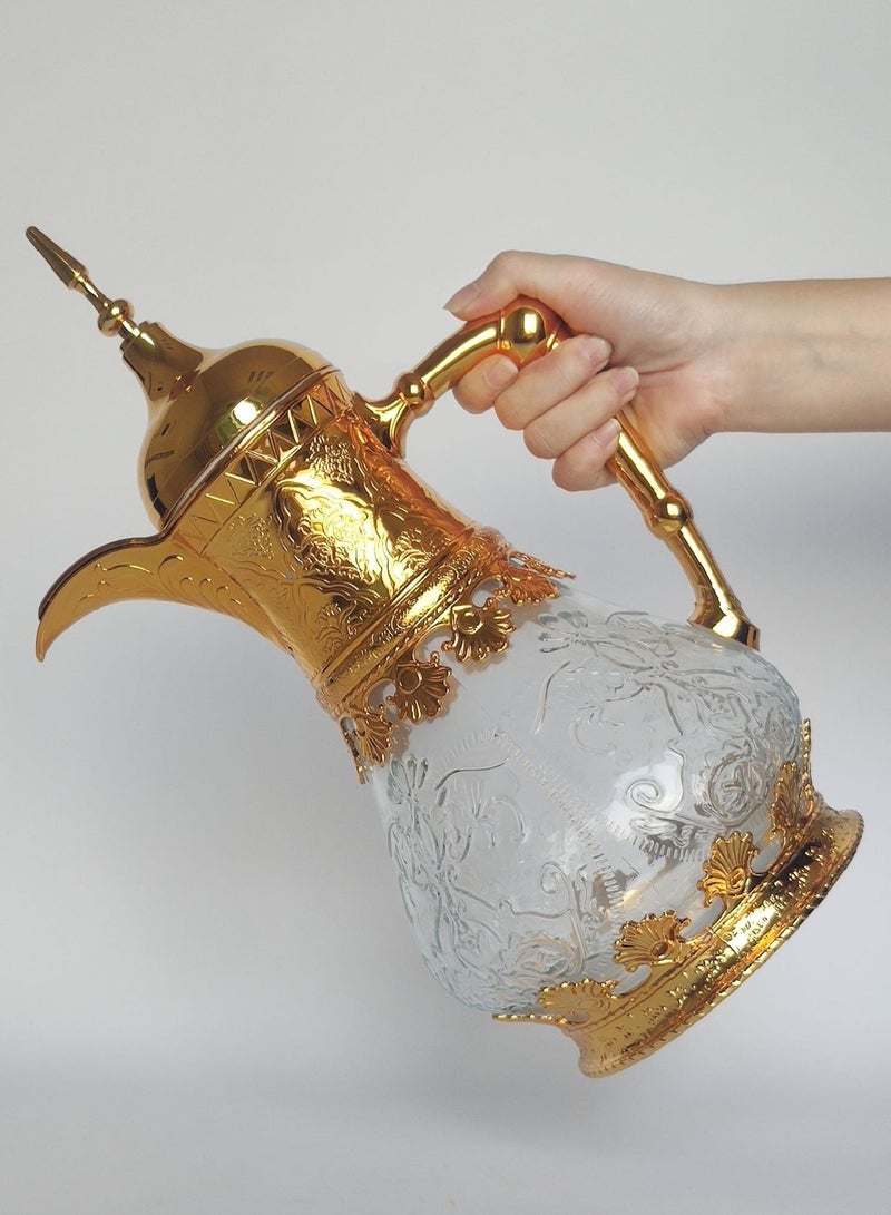 Bukela Glass With Golden Water Pot, Coffee Pot, Chrome Cover Compressor, Size:1600ml - Image 4