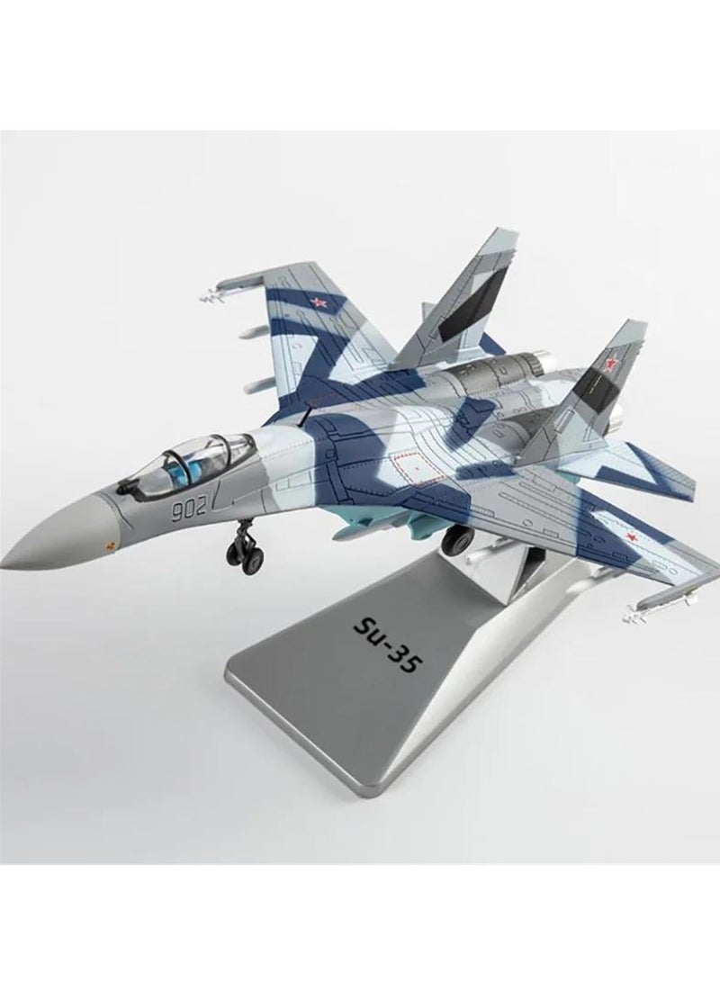 1:100 Scale Airplane Model For SU-35 Fighter Jet SU35 Military Alloy Die-casting Simulation Military Aircraft Model Exquisite Collectible Gift - Image 1