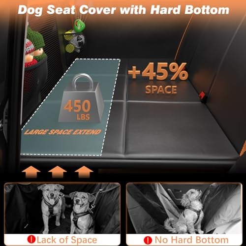 Gusil Back Seat Extender for Dogs: Mobile Cozy Pet Den! Skin-Safe Padding, Heavy-Duty PU Leather with Hard Bottom, 450lb Capacity-Waterproof, Non-Slip, 45% More Space (Fits Cars, SUVs & Small Trucks) - Image 2