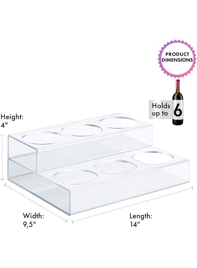 TPGP Acrylic Bottle Holder Wine Display Riser | 6 Bottles, 2 Tier Rack | Bar Counter-Top Display Stand | Wine Rack Holder For Kitchen, Pantry, Fridge | Storage Organizer For Wine, Soda, Syrups And Beer  - Image 5