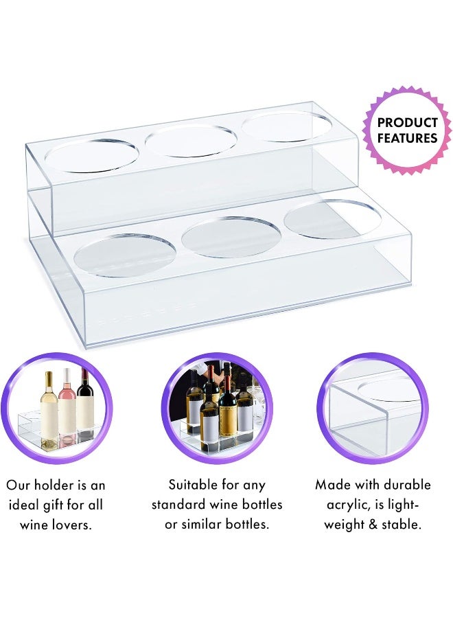 TPGP Acrylic Bottle Holder Wine Display Riser | 6 Bottles, 2 Tier Rack | Bar Counter-Top Display Stand | Wine Rack Holder For Kitchen, Pantry, Fridge | Storage Organizer For Wine, Soda, Syrups And Beer  - Image 4