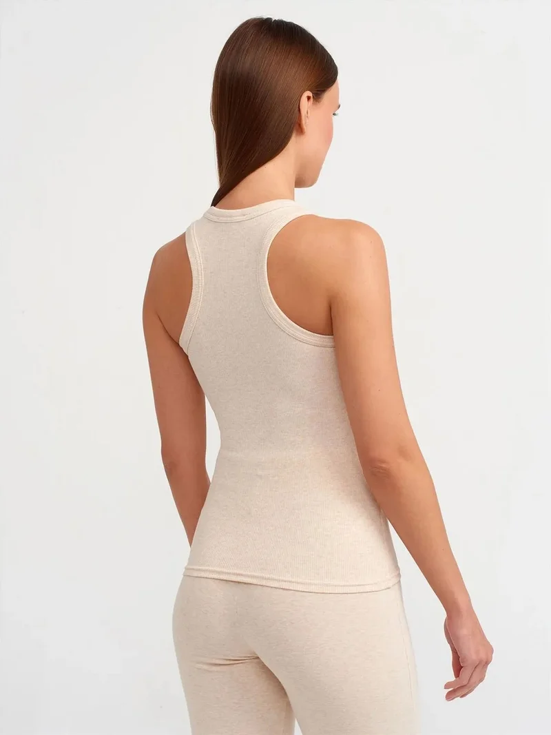 Dilvin DILVIN Ribbed Halterneck Sleeveless Blouse