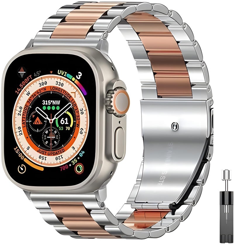 Next Store Stainless Steel Metal Band Compatible with Apple Watch Ultra/Series SE/6/5/4/3/2/1 – Premium Strap (42/44/45/49mm) - Image 2