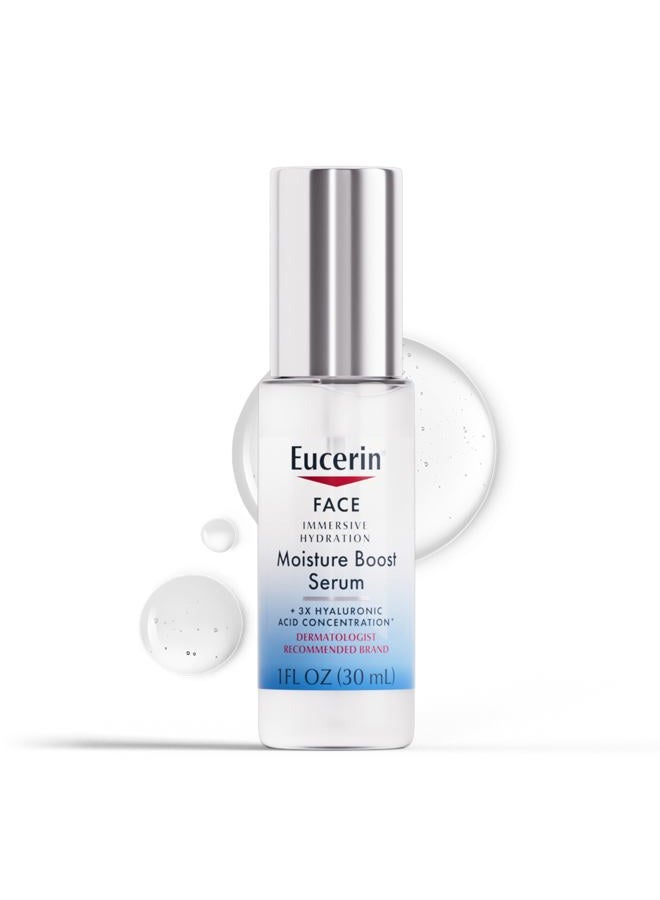 Eucerin Face Immersive Hydration Moisture Boost Face Serum, Ultra-Lightweight Hyaluronic Acid Serum Improves the Look of Fine Lines and Wrinkles, Facial Moisturizer for All Skin Types, 1 Fl Oz Bottle - Image 1