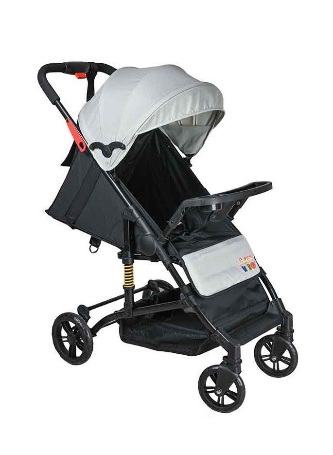 Kiko Comfortable Stroller 4 Wheels, 0 Months +, Grey - Image 1