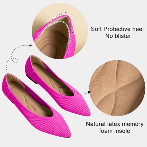 TINGRISE Women's Flats Shoes Pointed Toe Knit Ballet Comfortable Dressy Slip On Flat Pink US9 - Image 3