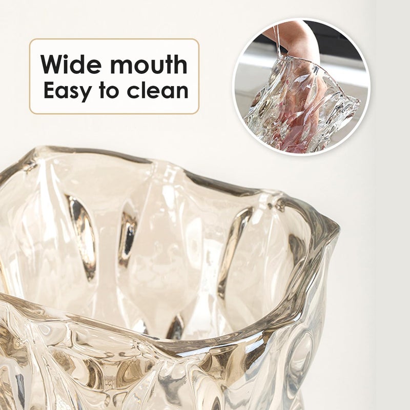 CEMABT 9.5inch 3.4 lb Glass Vases for Flowers Unbreakable Thickened Morden vase for Tables Centerpieces,Colorful,Vintage and Clear Rose Large Flower vases for Bouquet Unique Giftsï¼ˆChampagneï¼‰ - Image 5