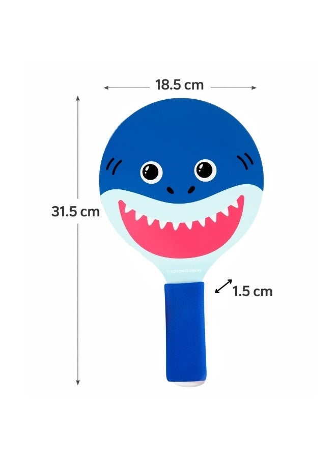 Trishi Coconut Grove Kids Beach Paddle Set with Ball – Wooden Beach Racquet Game for Kids, Outdoor Beach Toys for Children, Summer Sand Play Sports Toy, Lightweight Travel Set  Finn Shark - Image 4