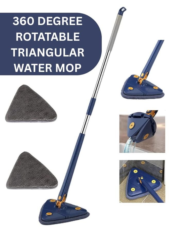 بيتشو ممسحة تنظيف محمولة قابلة للتعديل 360 درجة، ممسحة تنظيف زجاجية مثلثة تلسكوبية مع وظيفة عصر الماء التلقائي، مناسبة للأرضية/الجدار/النوافذ، بما في ذلك الأقمشة - Image 1
