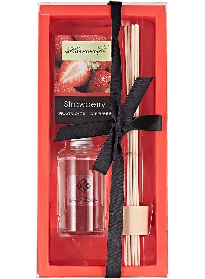 Harmony Strawberry Scent Diffuser Oil Glass Bottle with 10 Sticks - Image 1