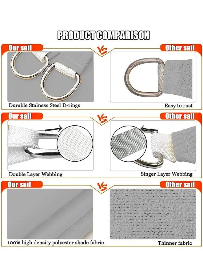 Arabest Sun Shade Sail, 3 x 4M Sun Shade Sail Canopy UV Block Awning, Sun Sail Rectangular, Sail Shade PES UV Protection, Sun Sail Weatherproof, for Garden Outdoor Terrace Balcony Grey - Image 3