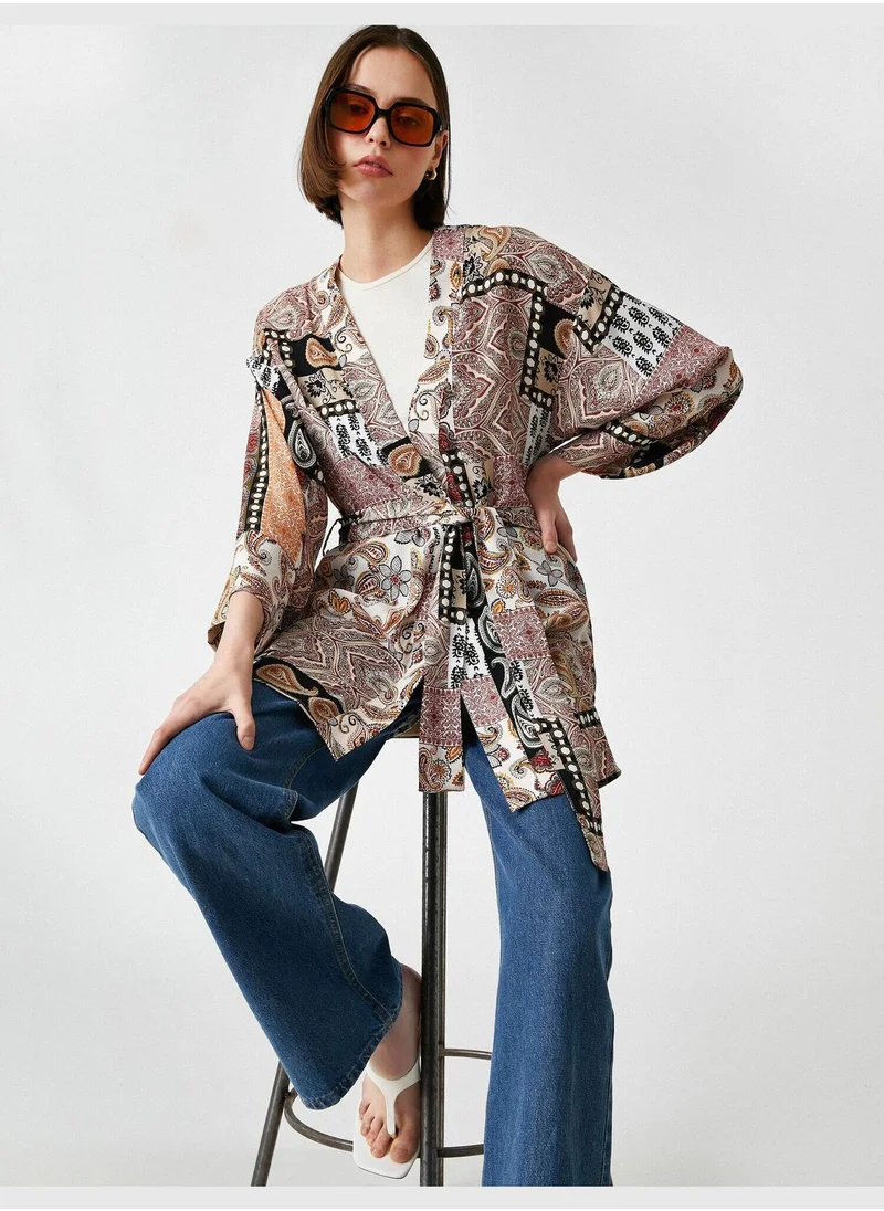 KOTON 3/4 Sleeve Patterned Kimono