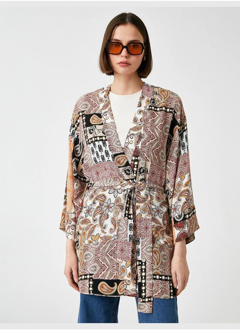 KOTON 3/4 Sleeve Patterned Kimono